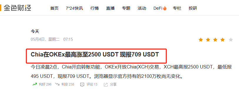 奇亚币价格(奇亚币价格今日行情走势)